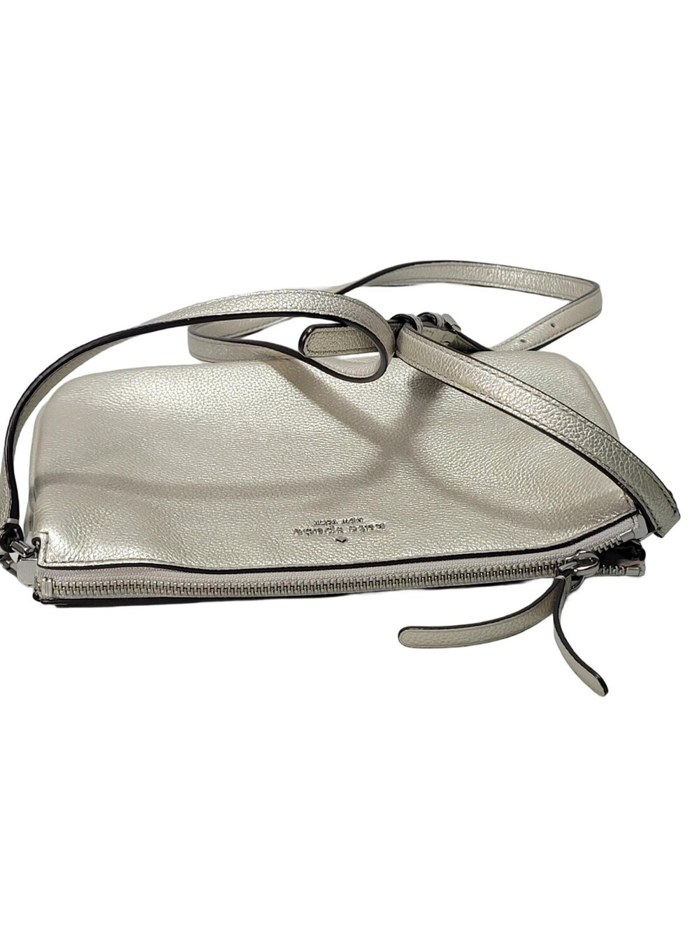 Kate Spade New York Metallic Silver Crossbody Bag Purse Zip Top Closure - Picture 9 of 16
